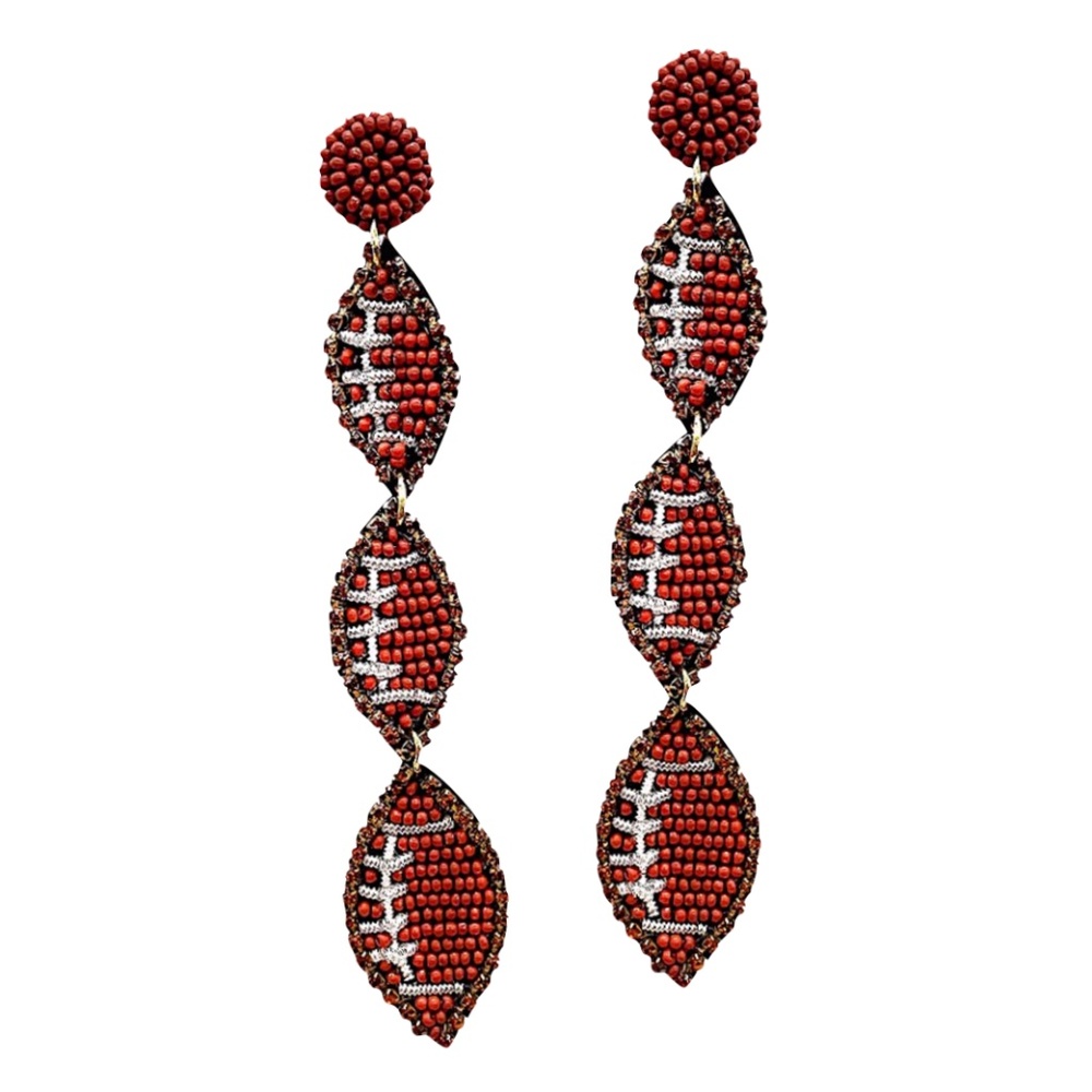 COPY - Sequin Football Earring, Seed Bead Football Game Day Earring